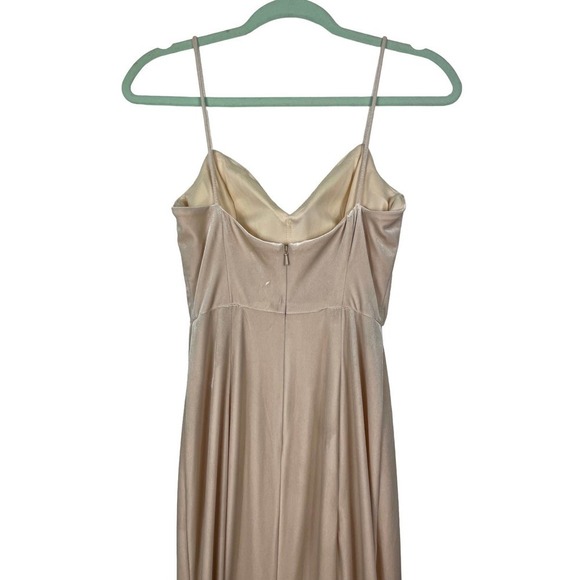 Nouvelle Amsale Sara Dress Full Length Champagne Formal Bridesmaid Velvet Prom - Picture 9 of 12